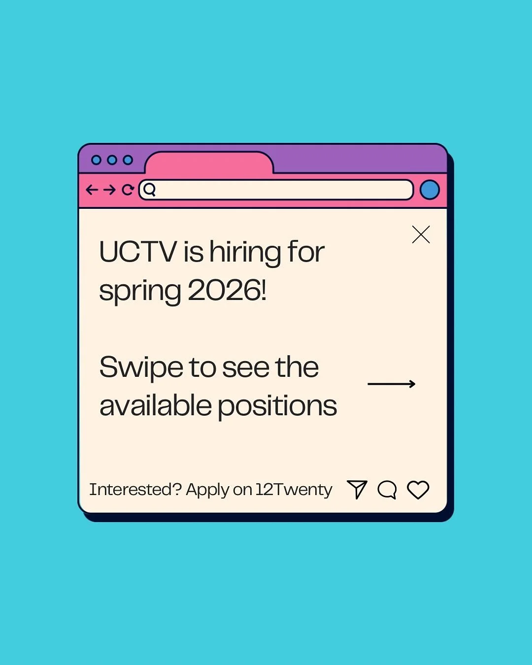 ‼️ UCTV is hiring select positions for spring 2026! If interested, please apply on 12Twenty