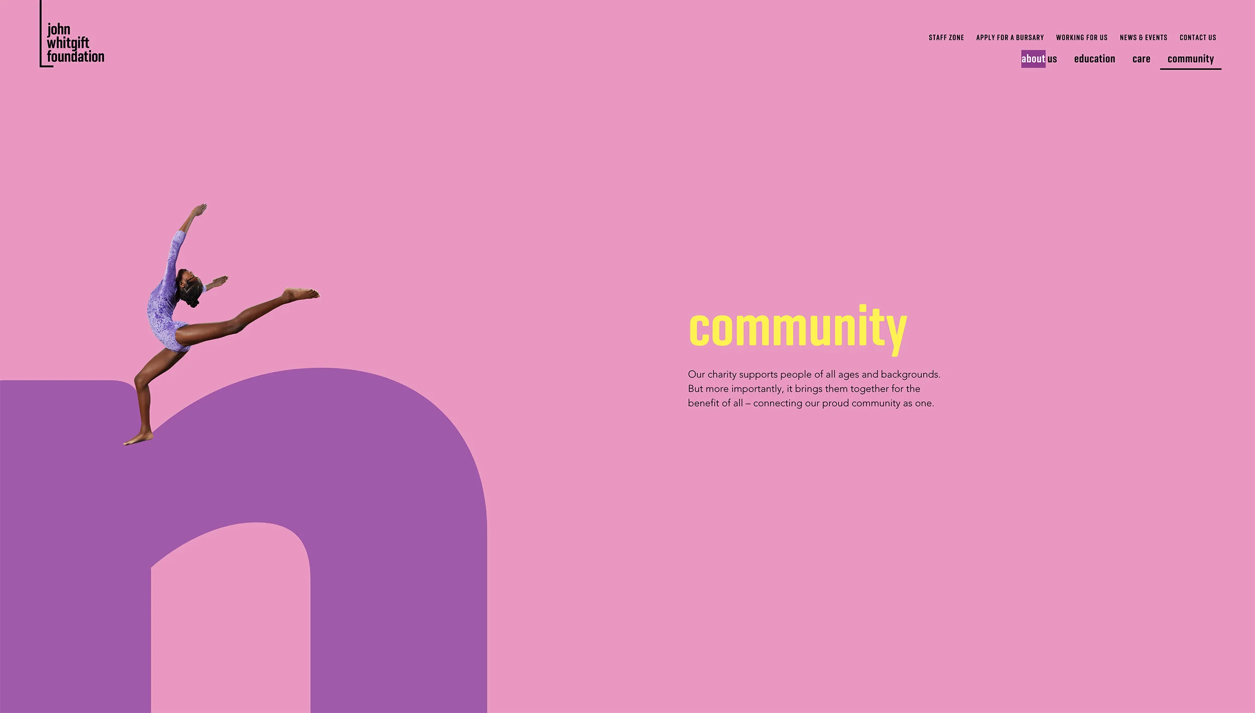 The new John Whitgift Foundation website featuring Nick David’s image