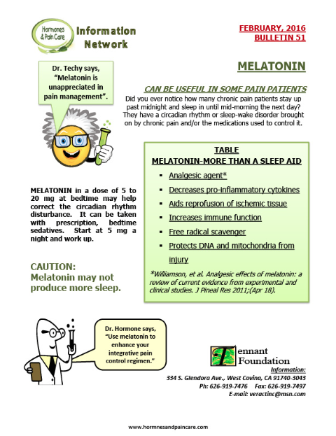 Bulletin 51: Melatonin Can Be Useful In Some Pain Patients