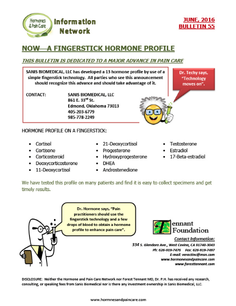 Bulletin 55: Now - A Finger Stick Hormone Profile