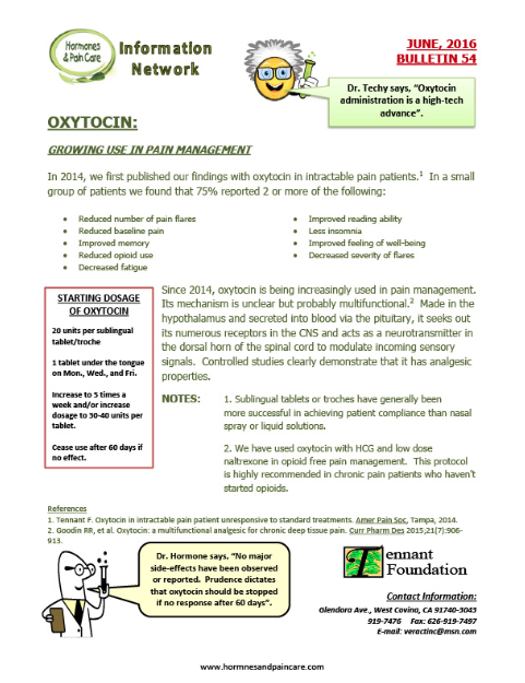 Bulletin 54: Oxytocin: Growing Use In Pain Magement