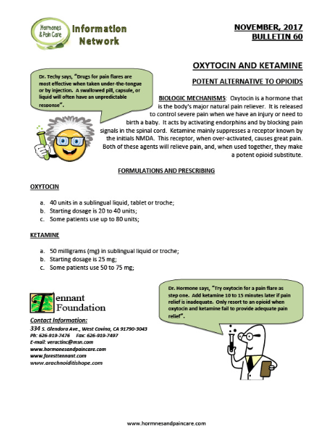 Bulletin 60: Oxytocin And Ketamine Potent Alternative To Opioids