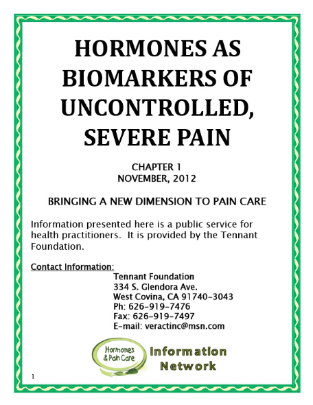 Chapter 1: Hormones As Biomarkers Of Uncontrolled, Severe Pain