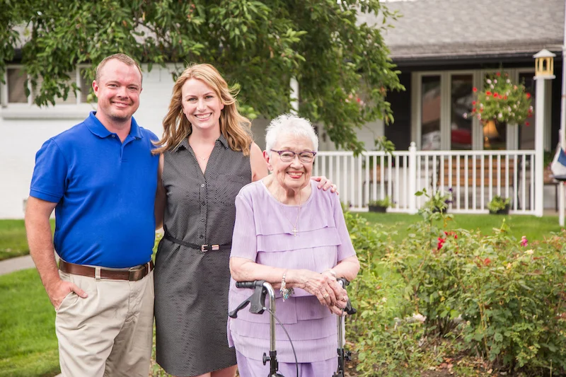 Jessie with her husband, Andy, and grandmother Janice Rasey at her Wheat Ridge home.