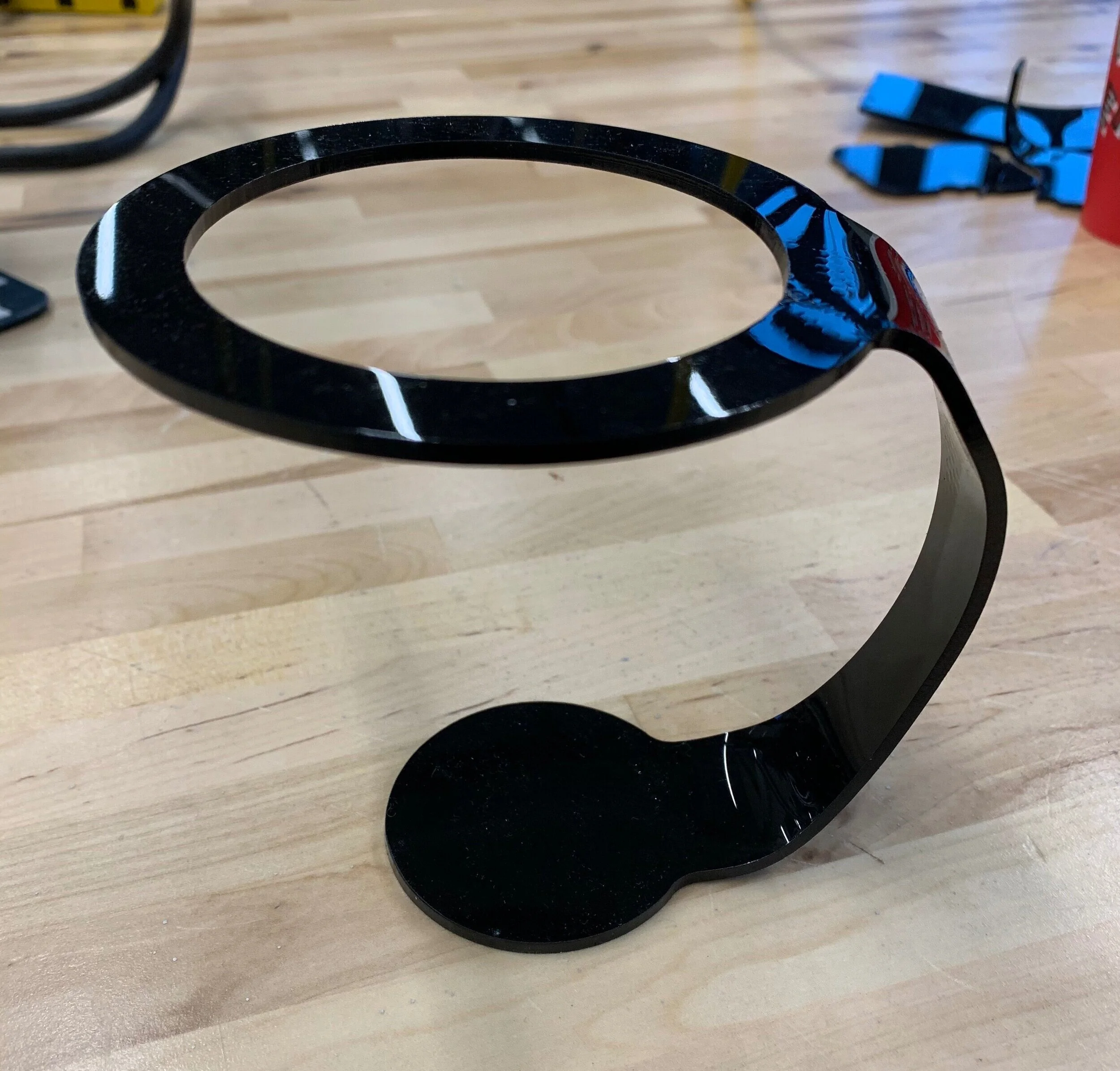 Second prototype. Handle was curved more, but is easy to knock over.