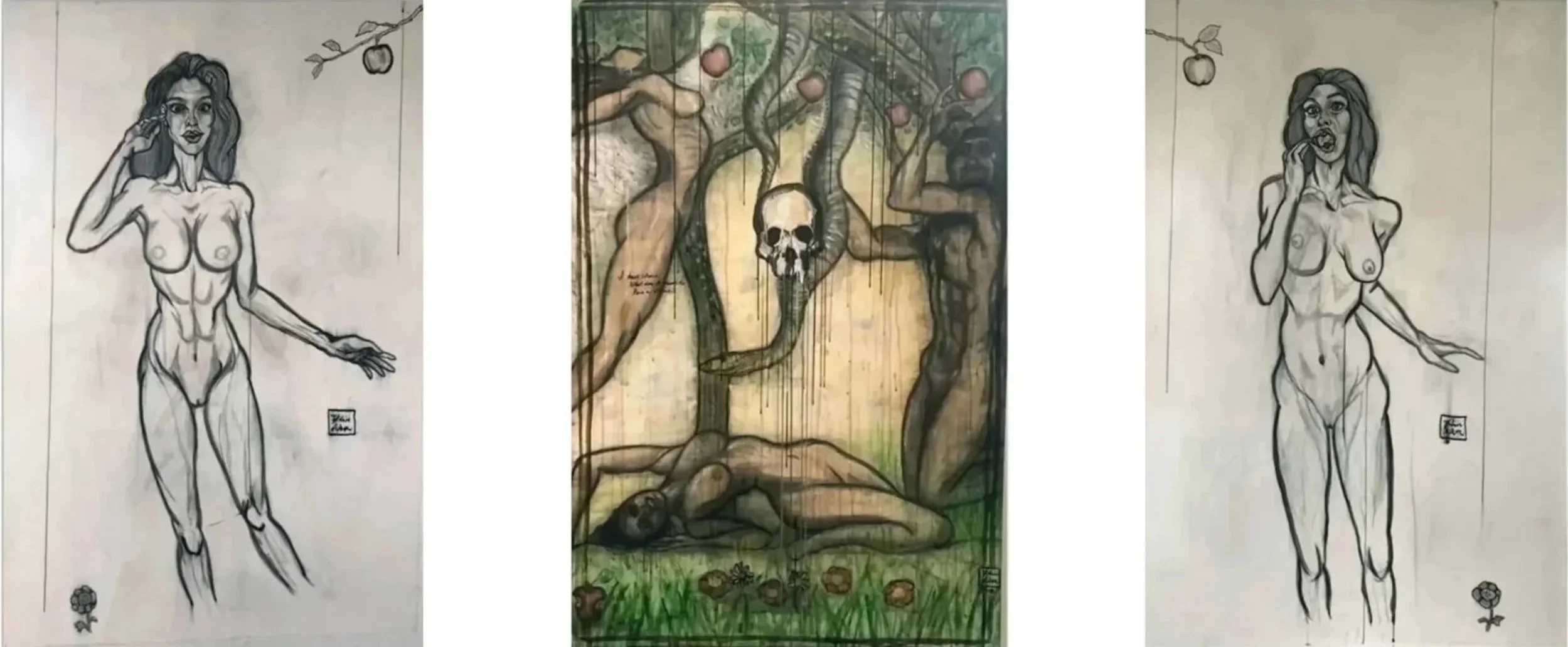 Fall of Me by Blair Aiken — personal unmasking painting with fullerenes and captured industrial carbon