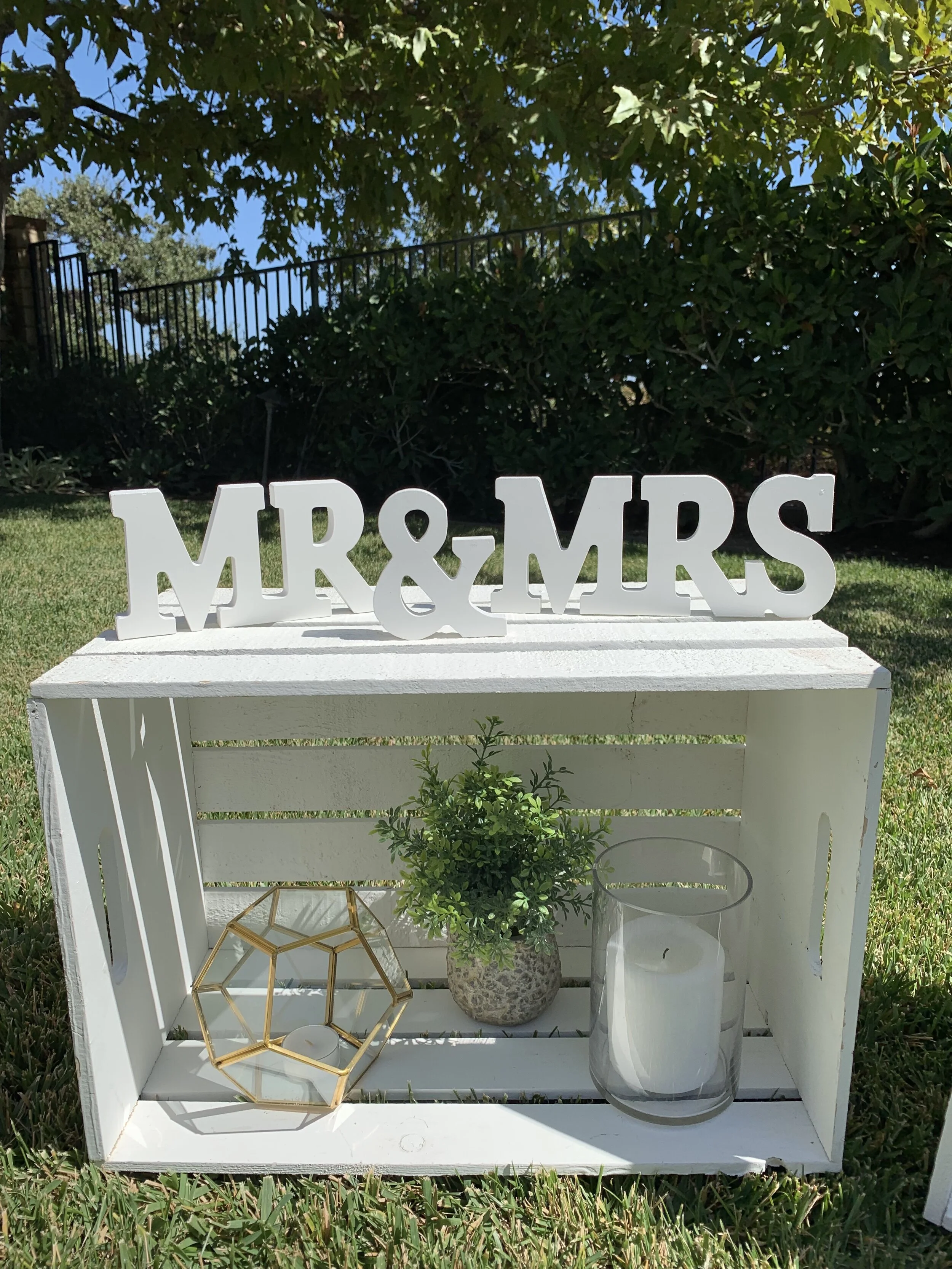 Mr & Mrs. White Wooden Block