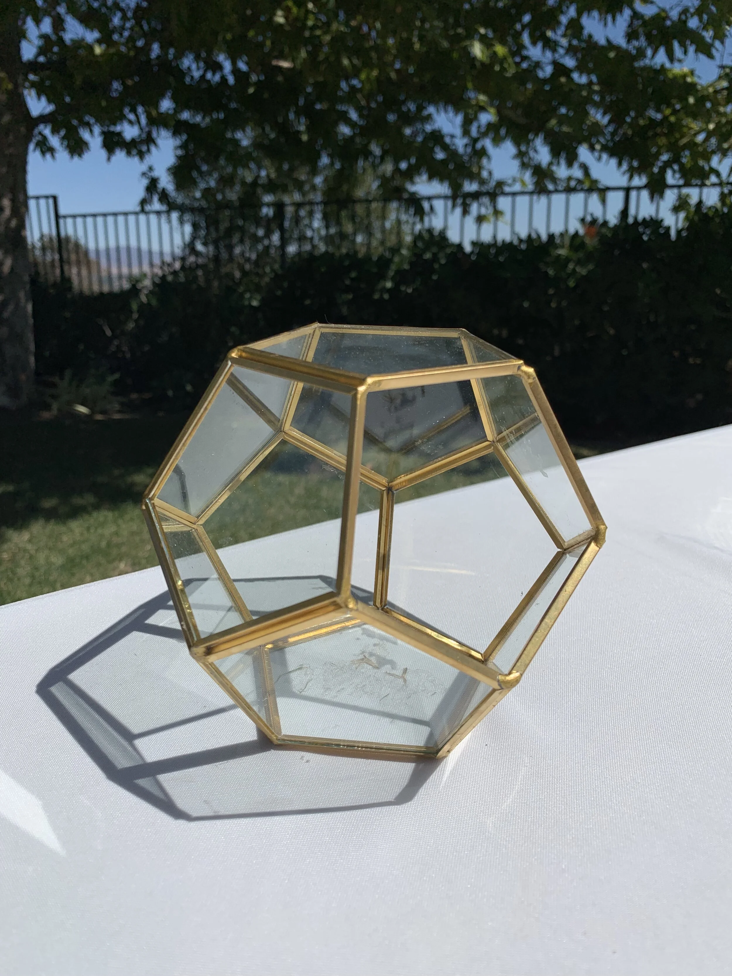 Gold Metal & Glass Geo (can hold tea light candle)