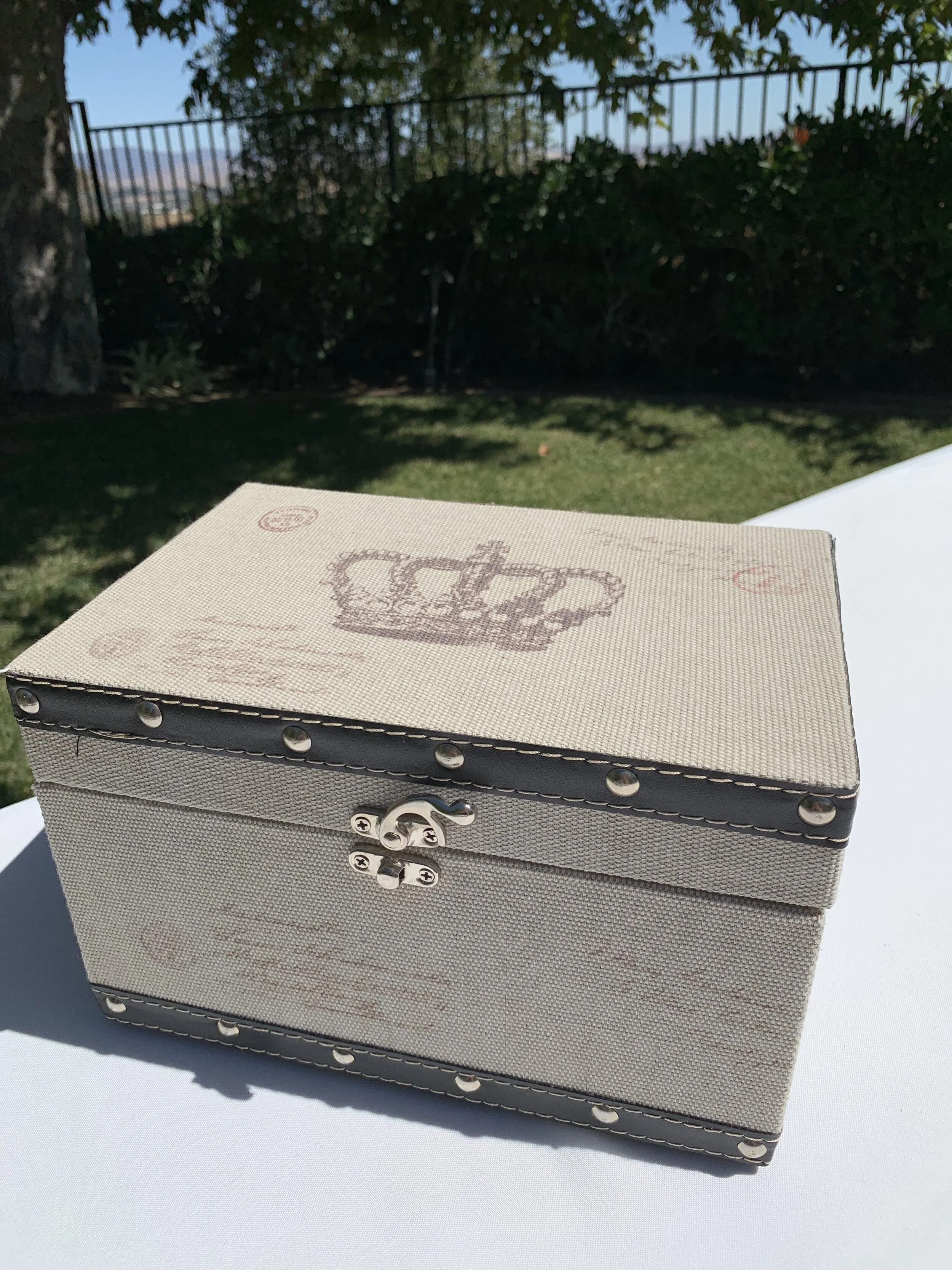 Tan Fabric Card Box