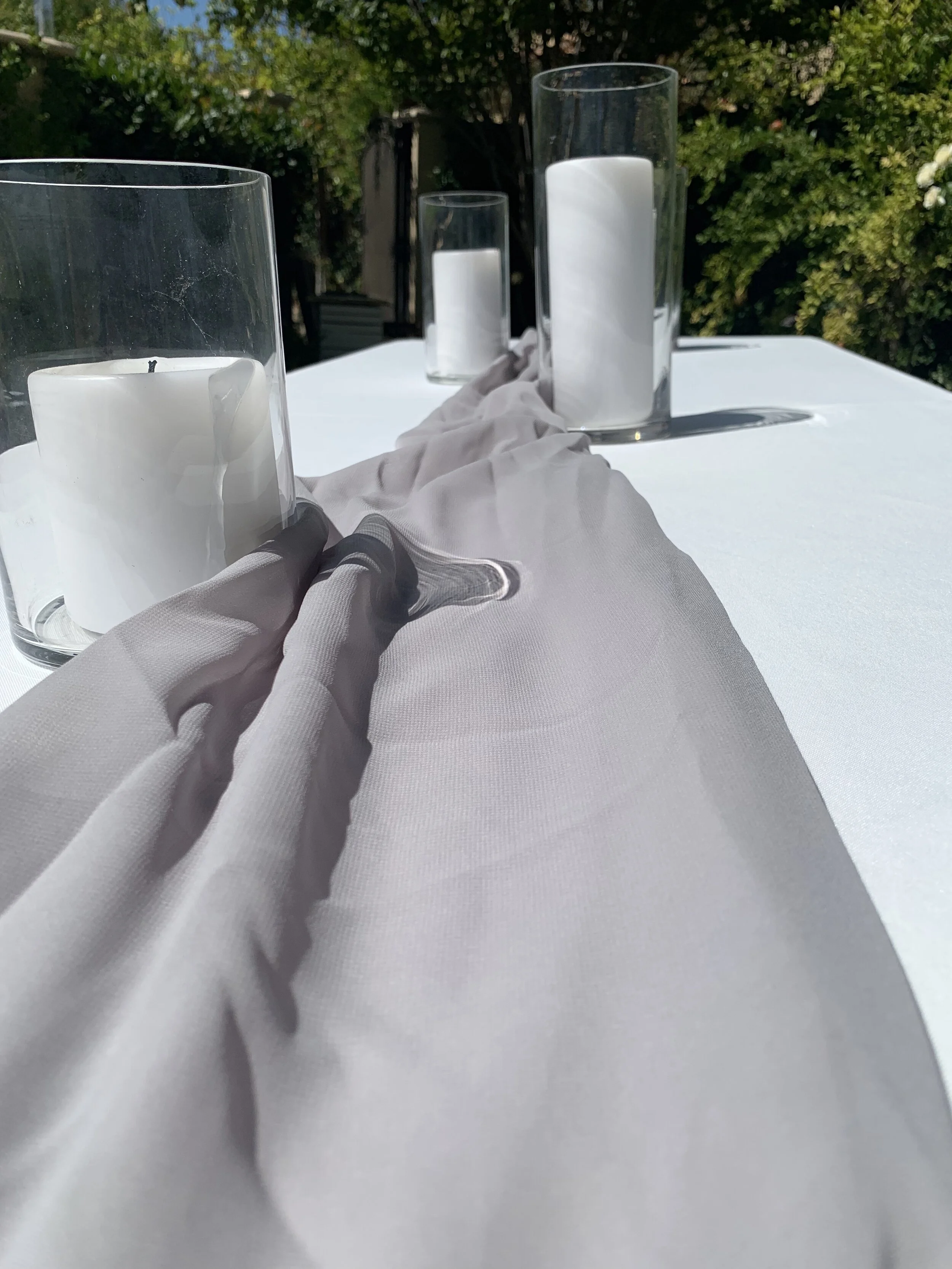 Stone Grey Chiffon Table Runner