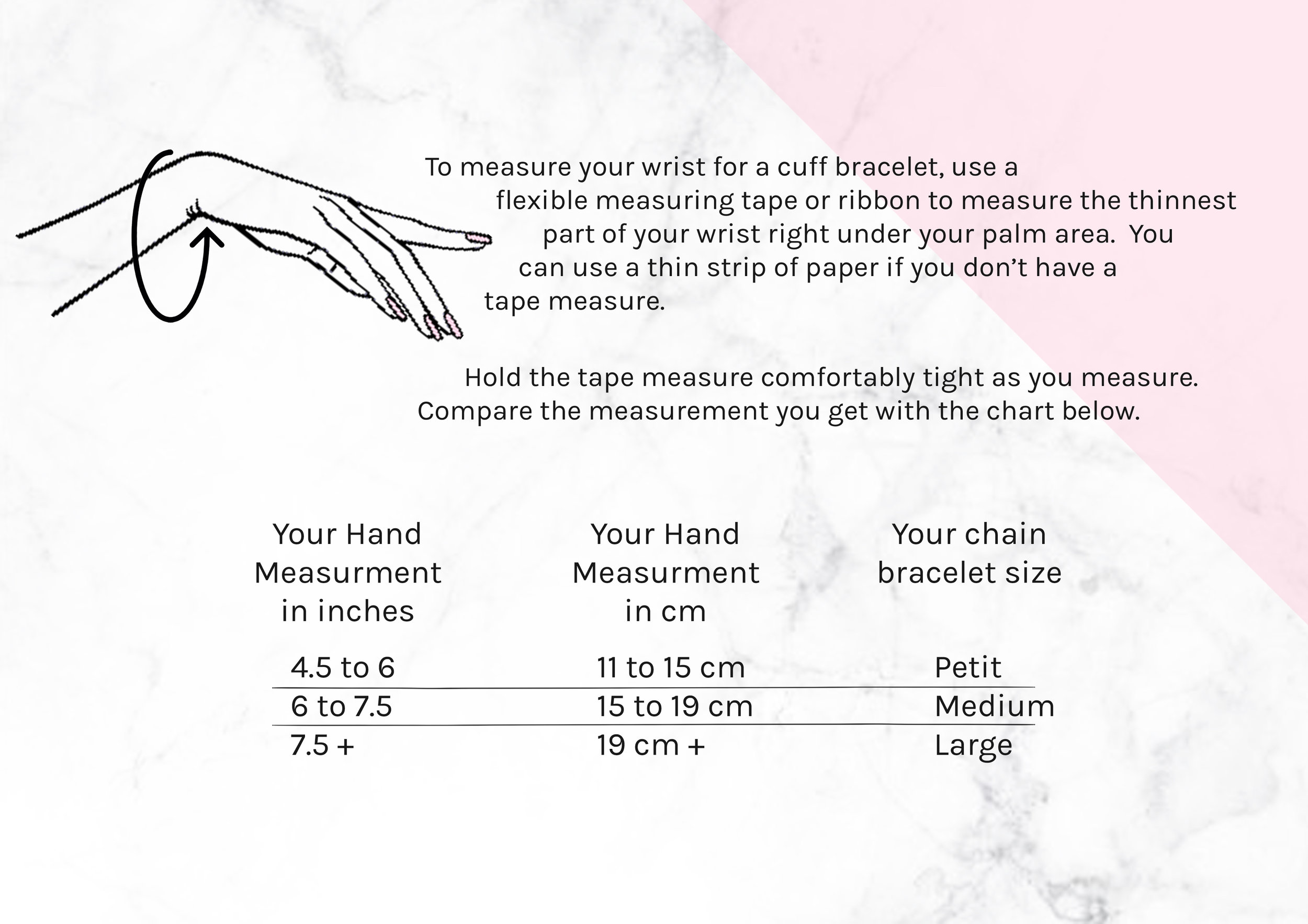Cuff Bracelet Size Chart