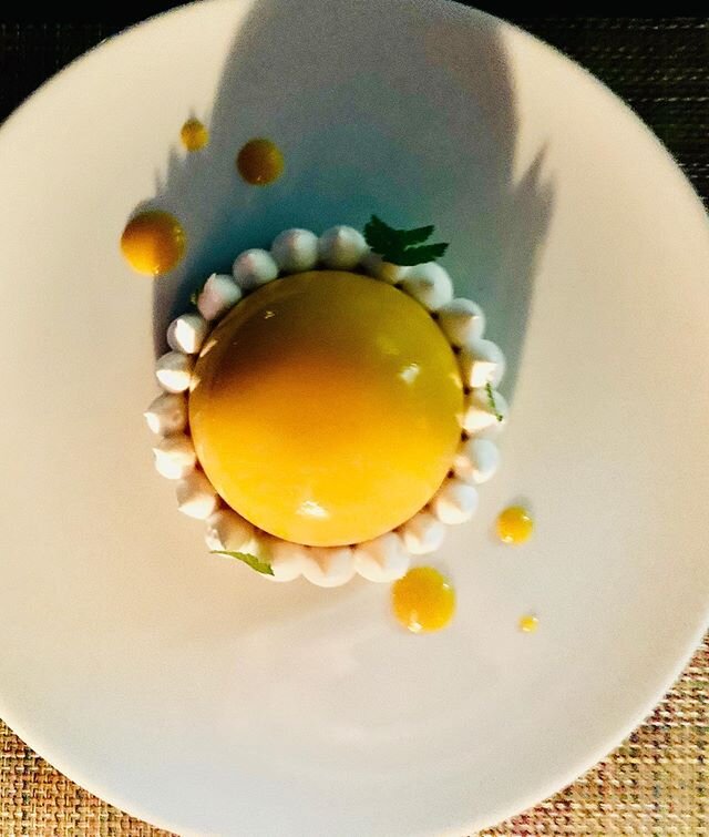 Not missing @langdonhall Passion Fruit Bombe with passion fruit curd, almond sable and Italian meringue at all.