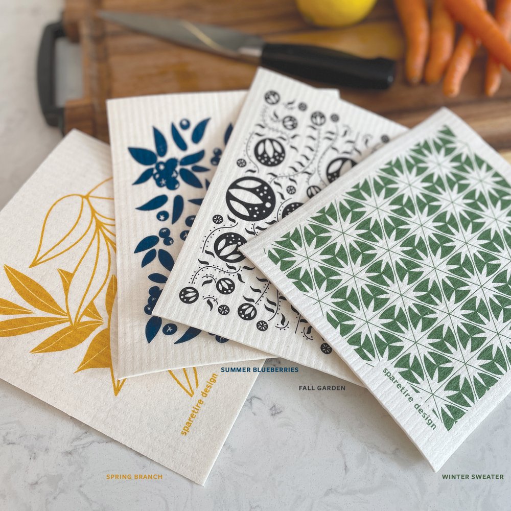 Fall Garden Seasonal Reusable Paper Towel Swedish Dishcloth Design