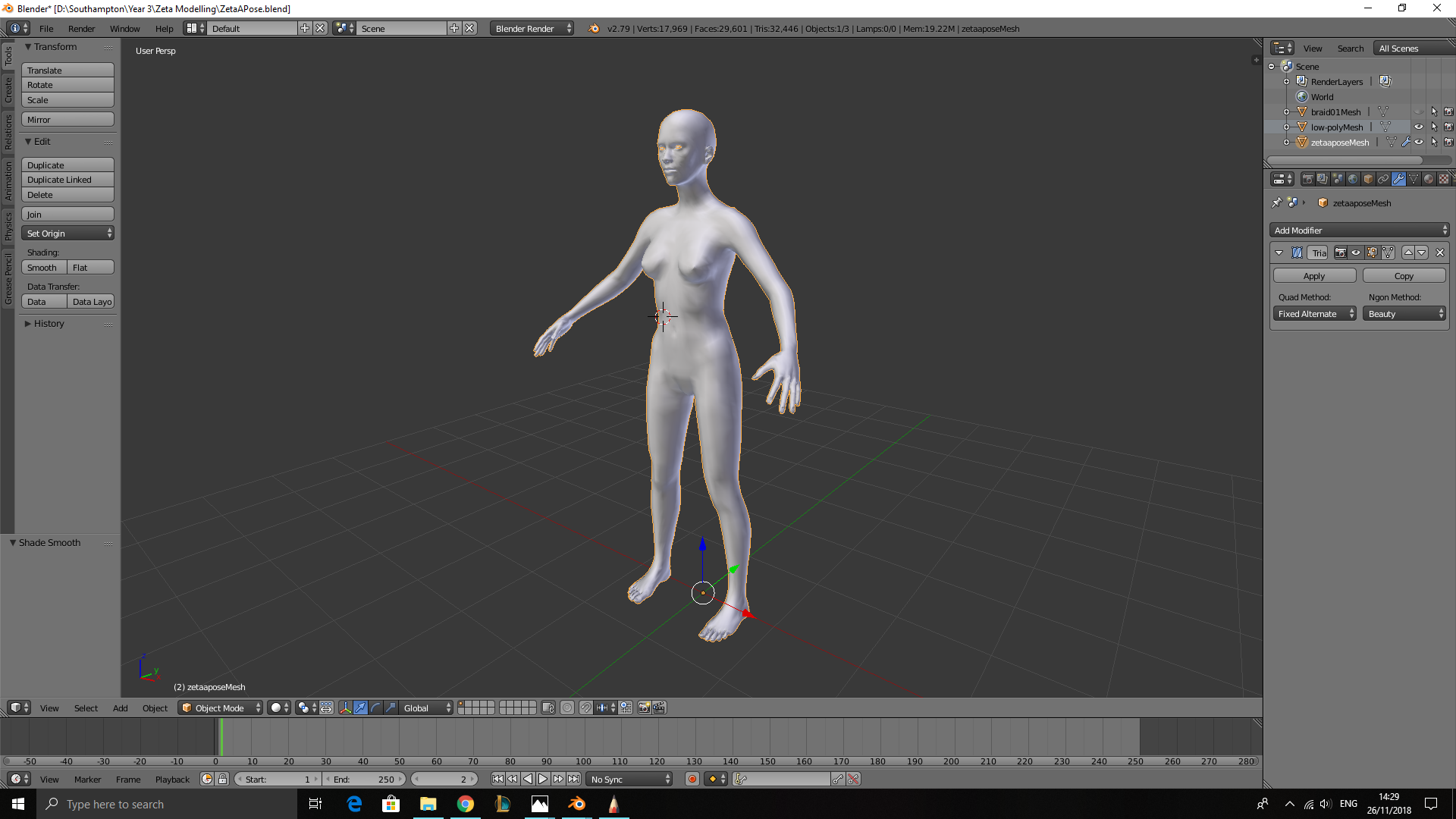 The original imported A-Pose Model from Make Human.