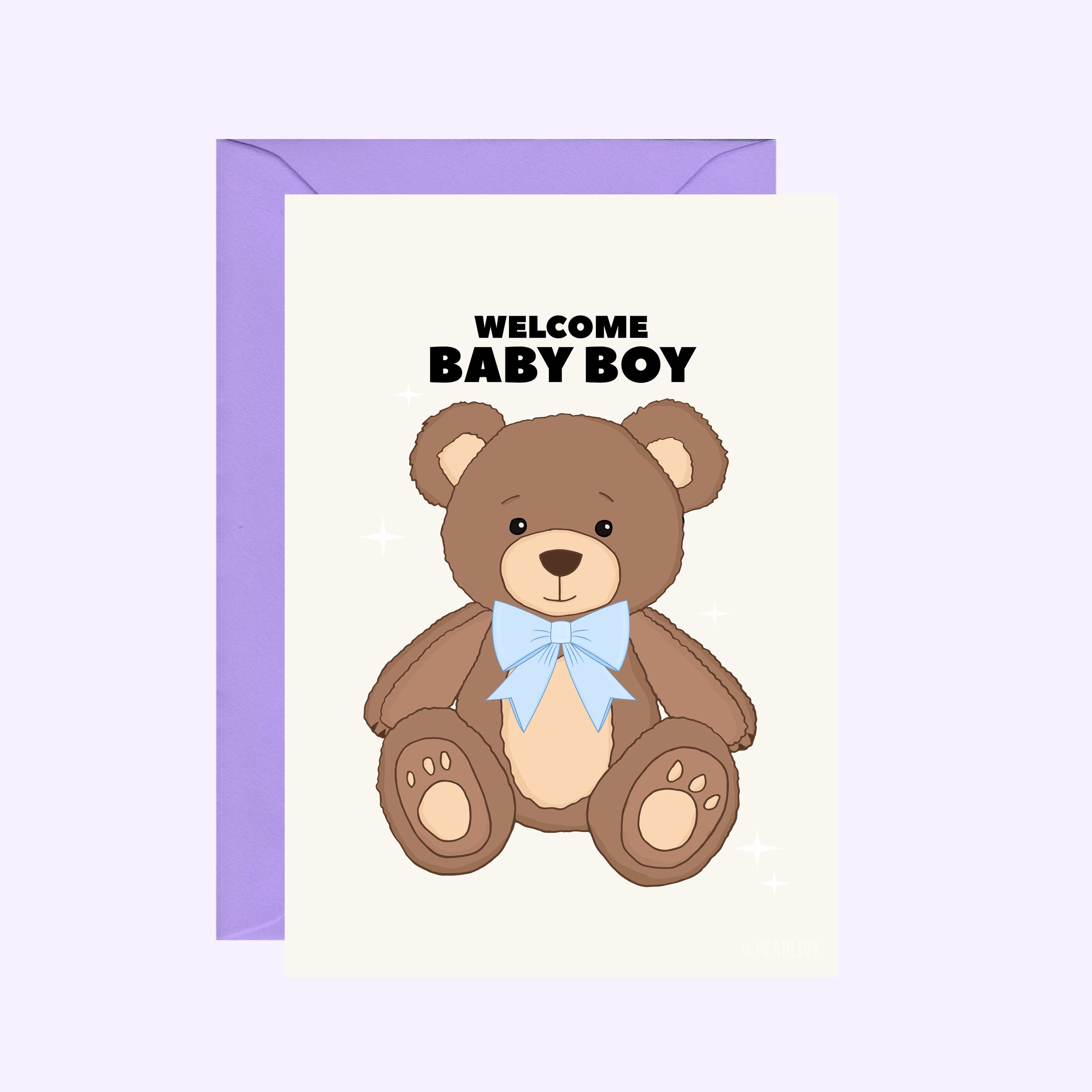 Teddy Bear Baby Boy Card