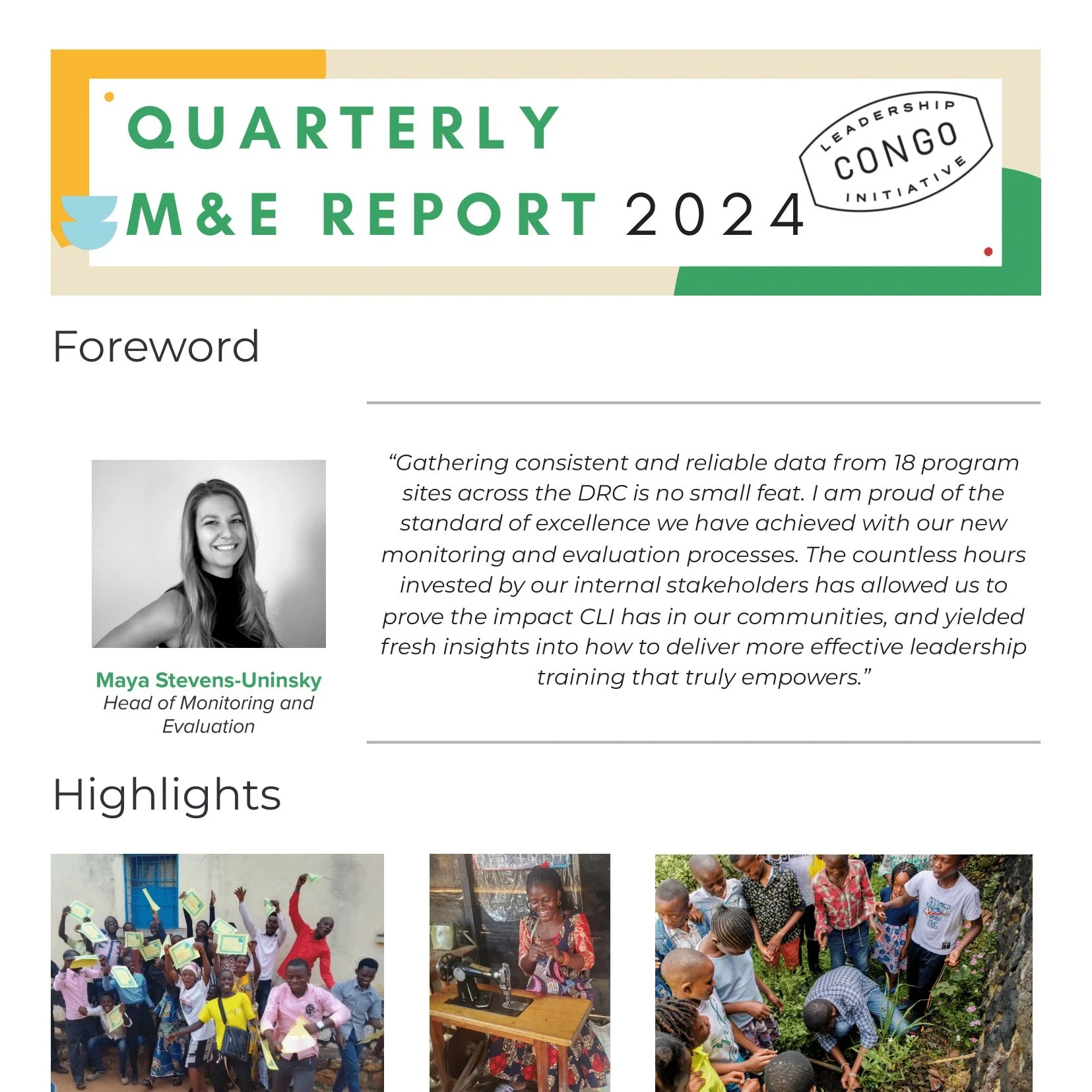 Monitoring &amp; Evaluation Report Spring 2024