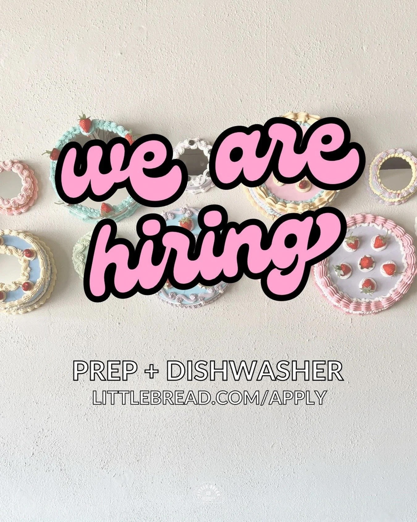 We&rsquo;re hiring for a prep &amp; dishwasher position! ✨Wednesday-Sunday | 7am-3pm

If you&rsquo;re reliable, hardworking, and interested in learning more about baking, we&rsquo;d love to hear from you.
Apply online: littlebread.com/apply