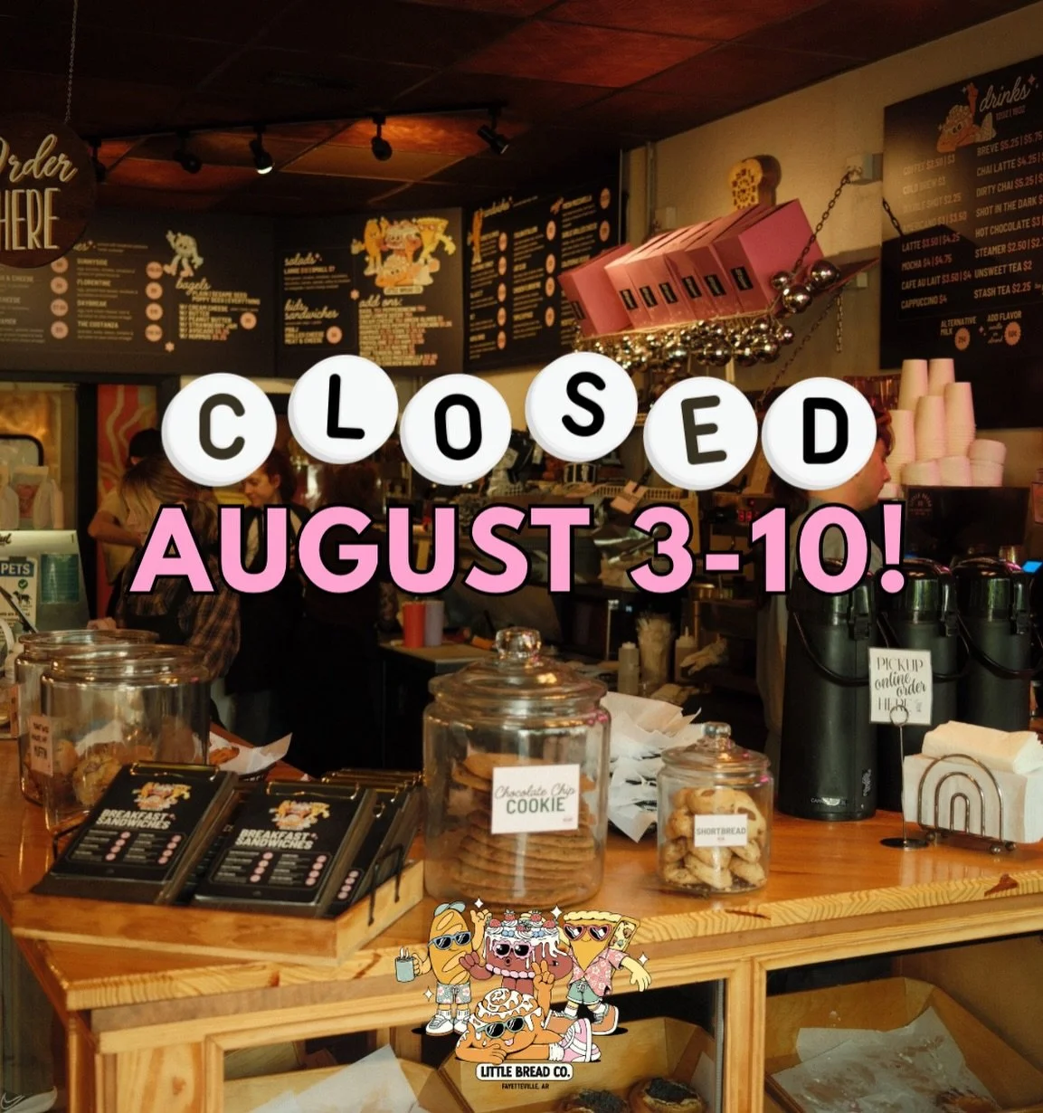 We&rsquo;ll be closed August 3&ndash;10 for our staff summer break! ✨🥯
Stop by and see us today, or we&rsquo;ll see you when we reopen on August 11!