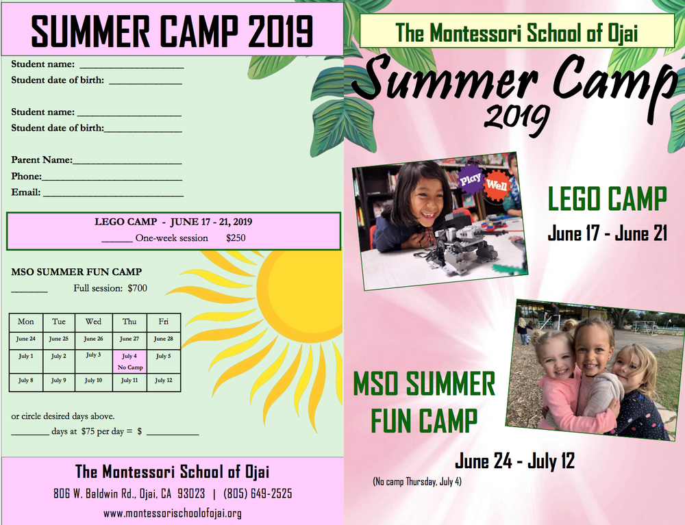 Summer Camp 2019 Montessori School Of Ojai