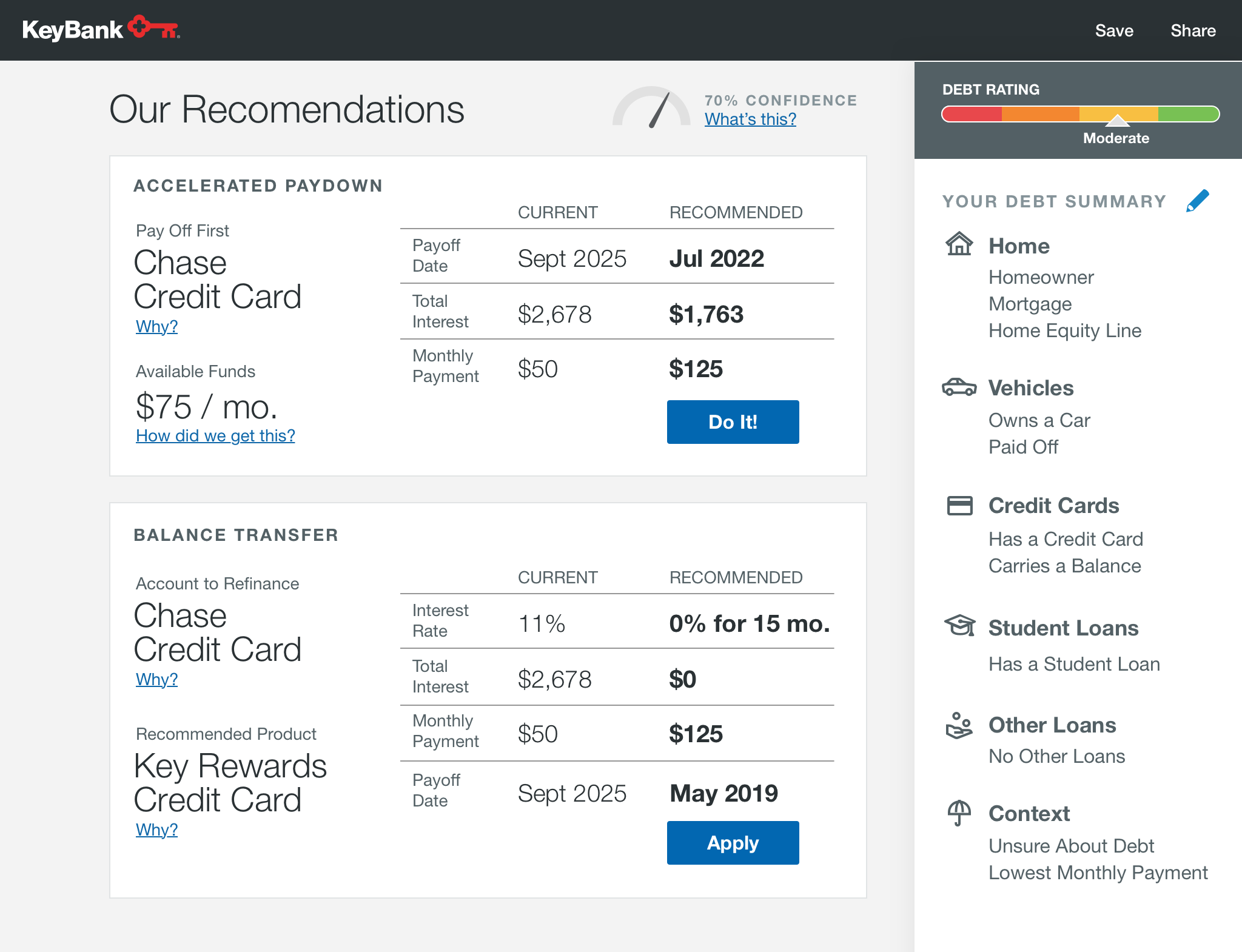 Recommendation Screen