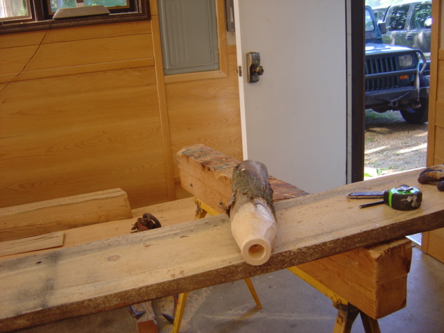 Log Railing with Bark