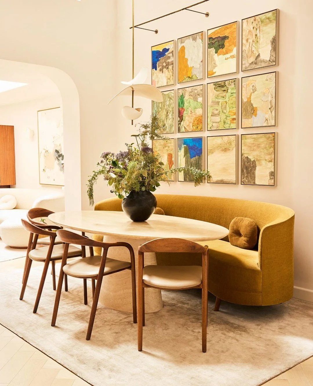 I love this colorful gallery wall. (Design by @coco_toepfer, photo by @katemartinphoto)  #thecravecollective #interiordesign #design #diningroom #interiors123