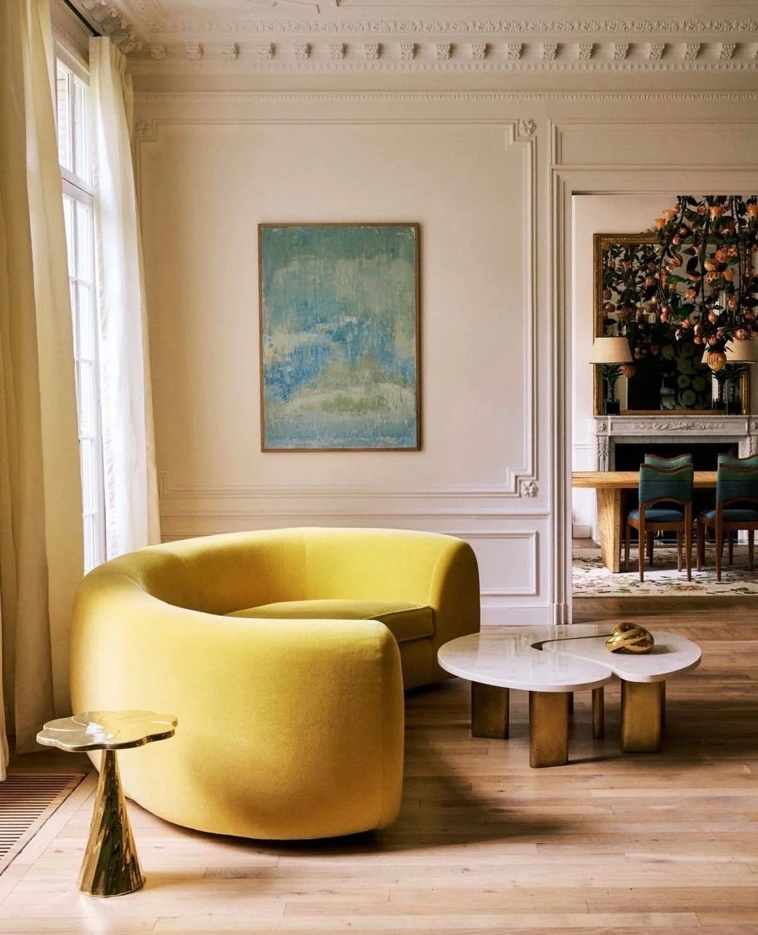 I&rsquo;m all for this yellow curvy sofa. (Design by @studiochloenegre, photo by @matteoverzini)  #thecravecollective #interiordesign #design #livingroom #interiors123