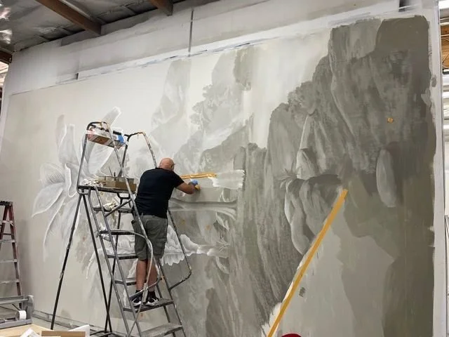 A stunning hand painted mural wallcovering in the making from @mjatelier.  #thecravecollective #wallpaper #handmade #oneofakind #madeinusa