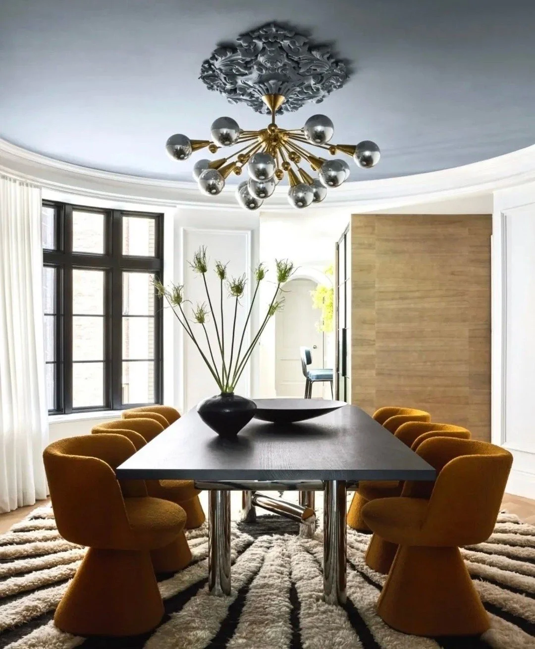 Gorgeous ochre colored chairs. (Design by @crystalsinclairdesign)  #thecravecollective #interiordesign #design #diningroom #interiors123