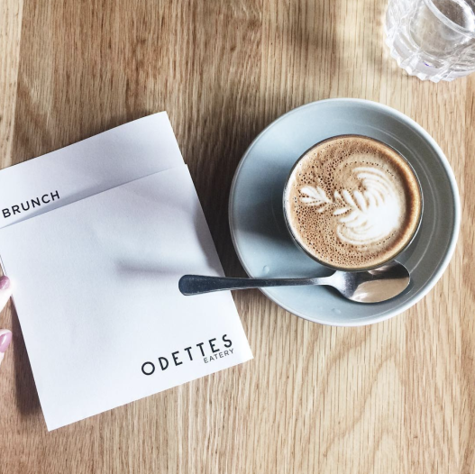 menu from Odettes and coffee
