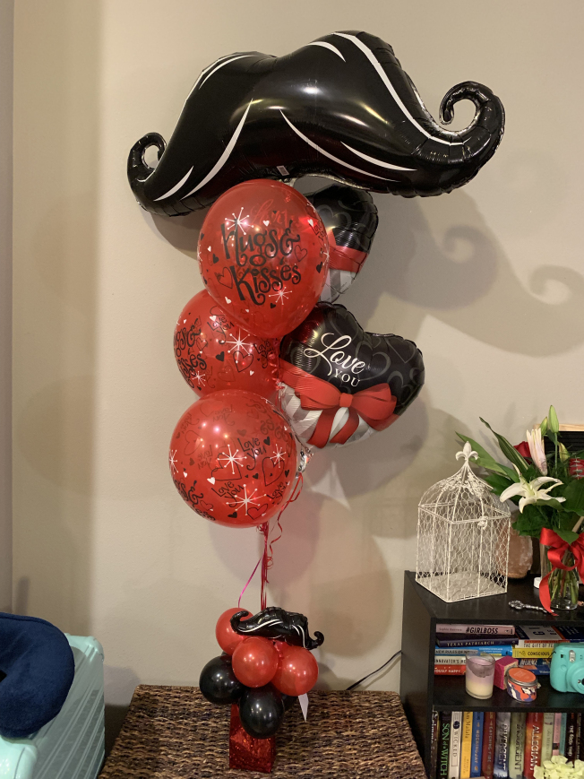 red and black valentine's day balloons