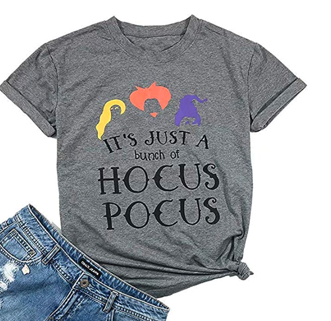 grey shirt with hocus pocus print