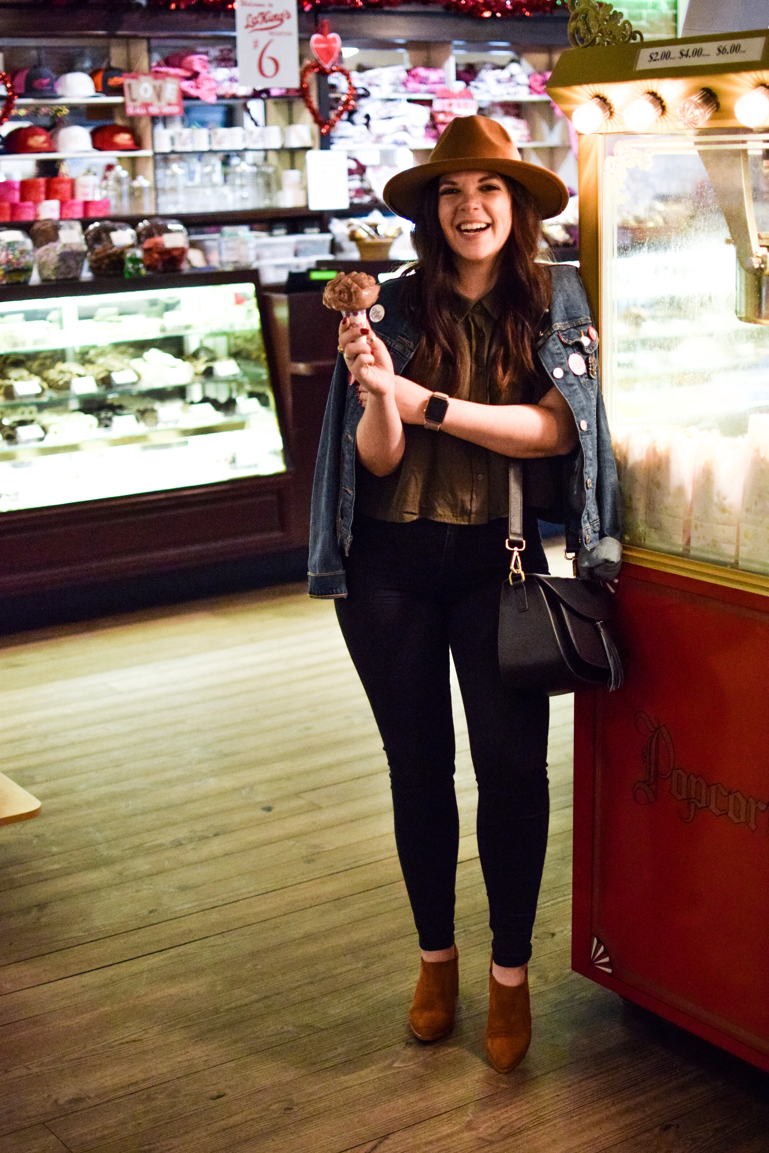 woman eating ice cream at La King’s Confectionery