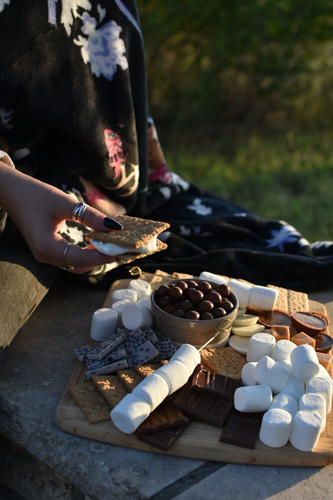 woman preparing s'mores