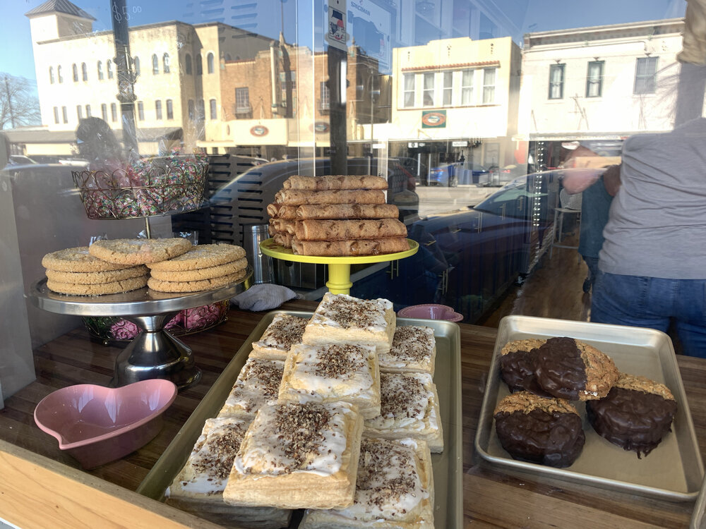display of desserts at Fredericksburg Pritzer Sweet Shop