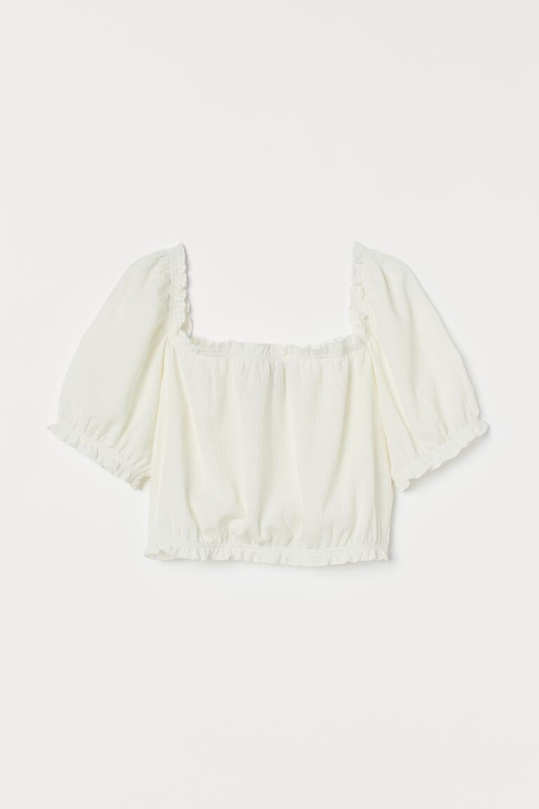 white top with square neckline