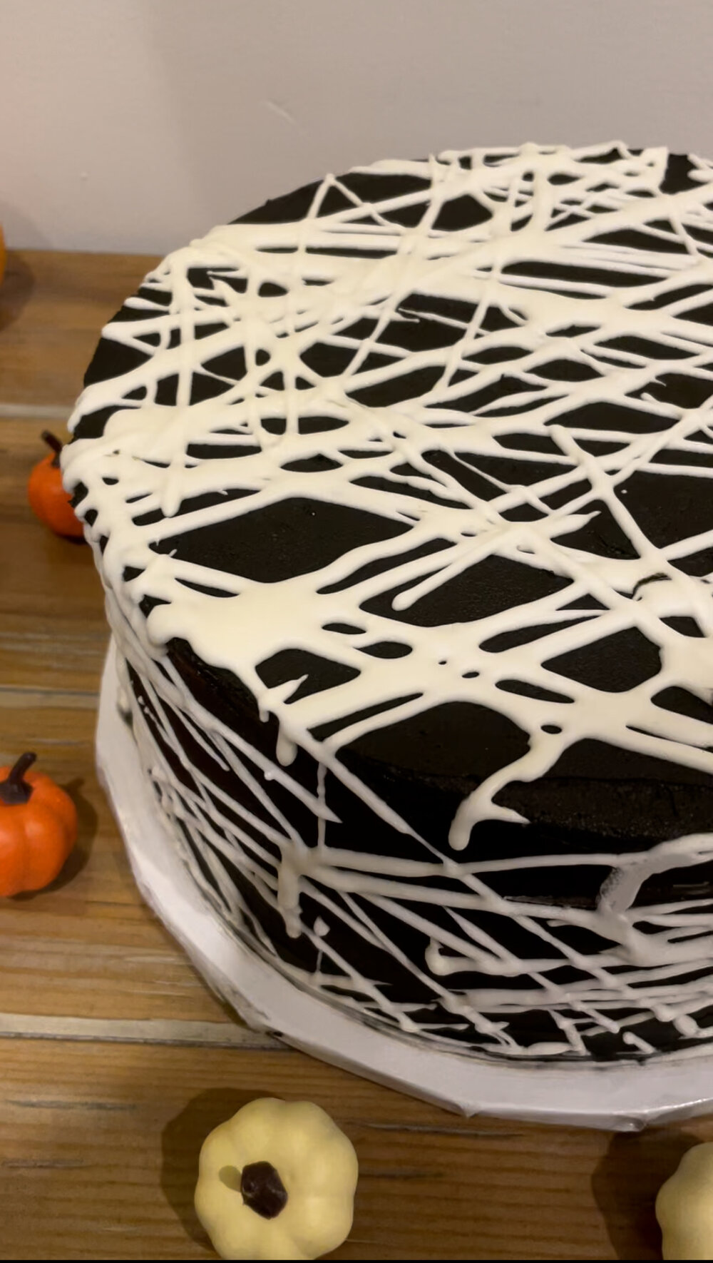 side of a spiderweb cake