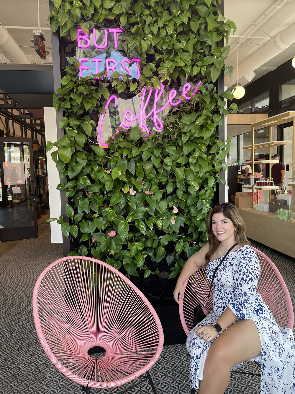 woman outside a cafe for her BACHELORETTE PARTY IN PALM SPRINGS