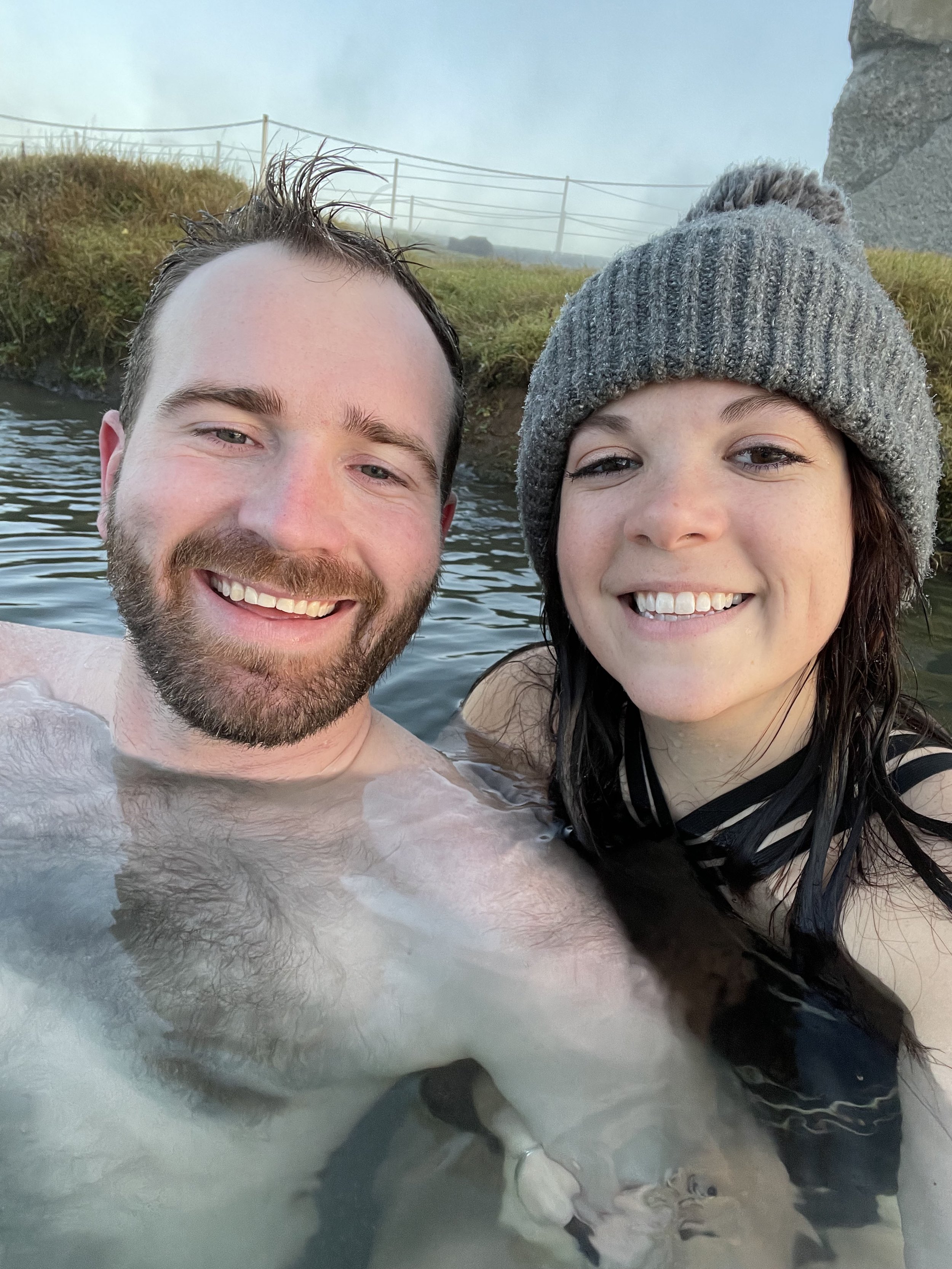 a couple taking a bath at Secret Lagoon