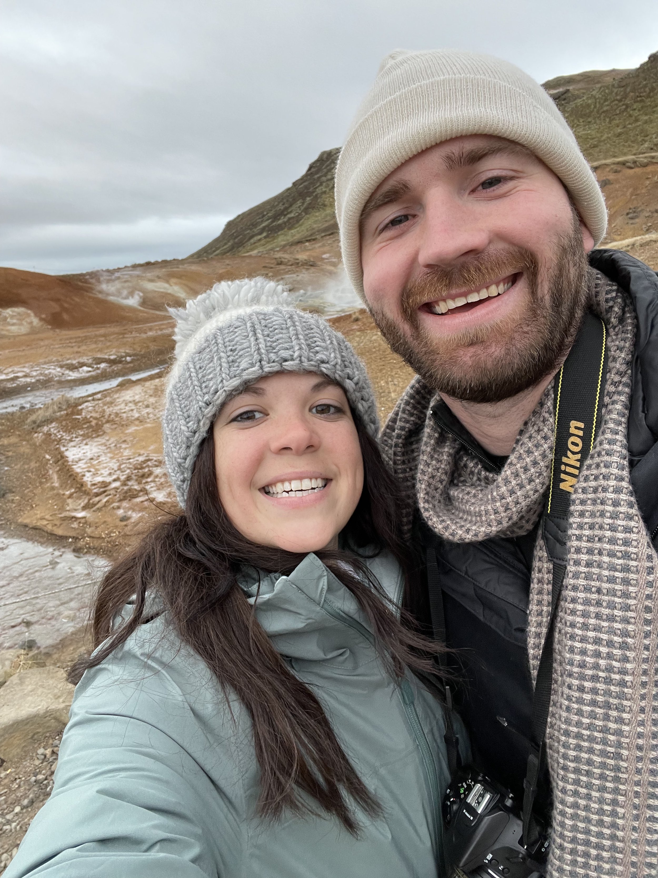 couple taking a selfie at SELTÚN GEOTHERMAL AREA