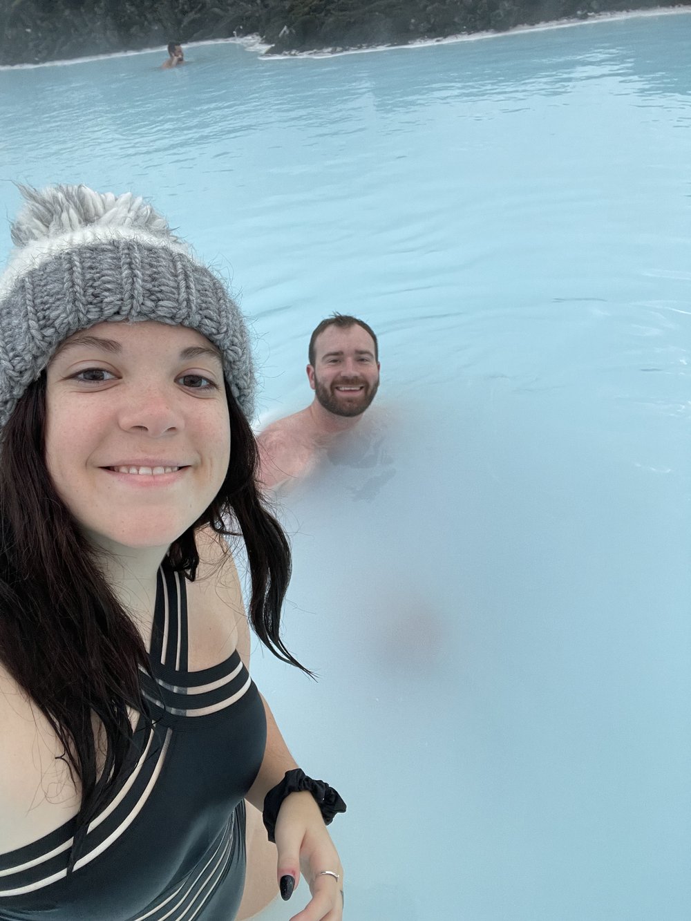 couple swimming at the blue lagoon