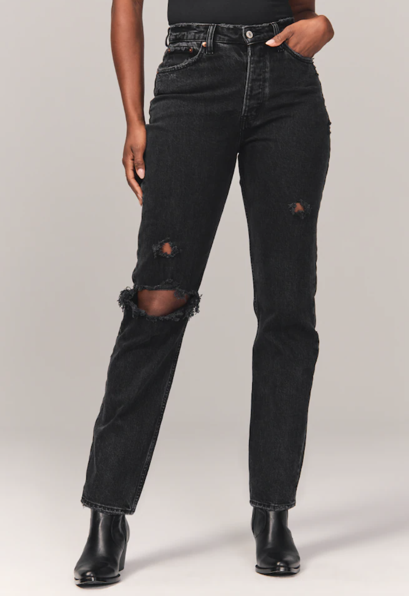 black tattered jeans