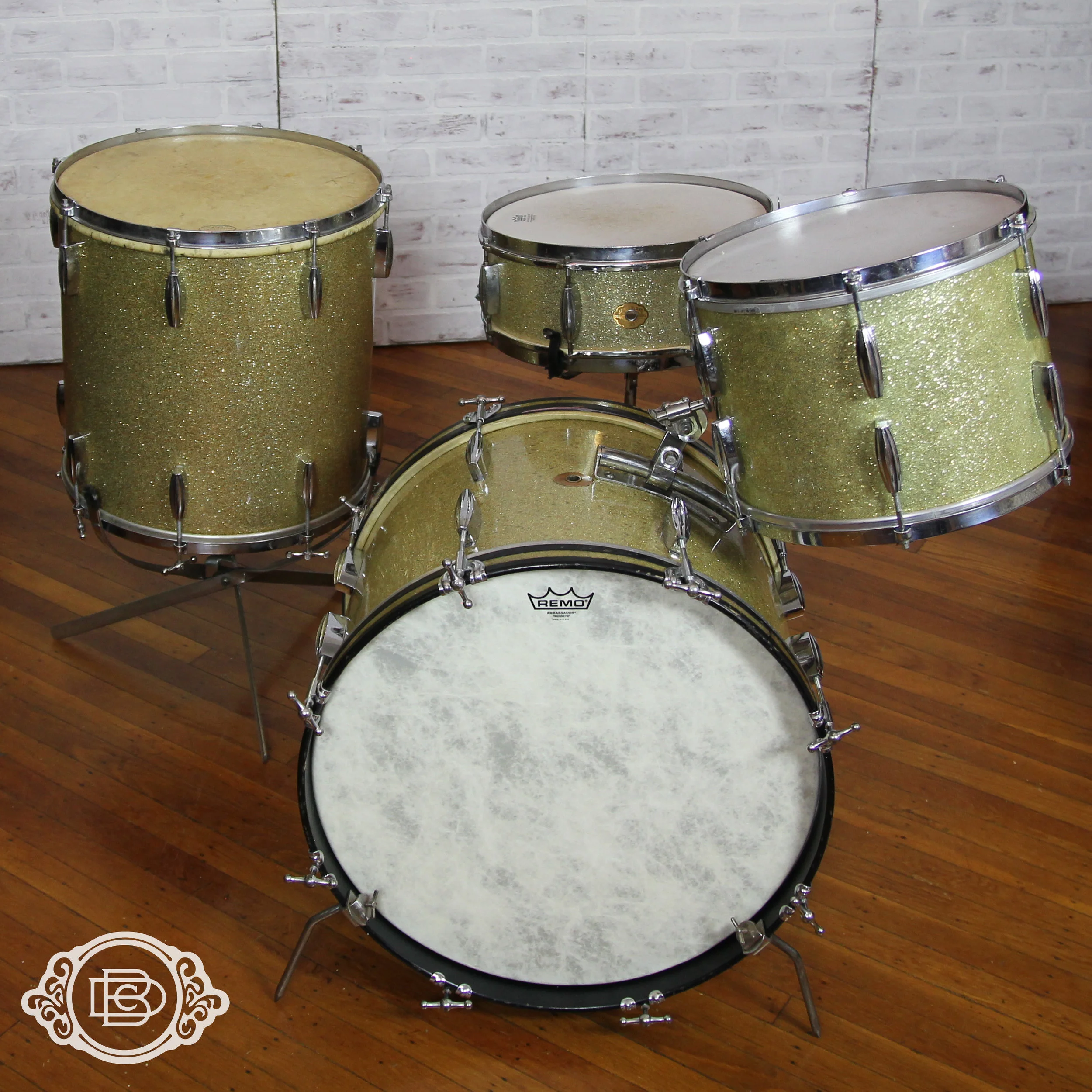 1930s Slingerland Radio King drum set in gold sparkle 13-16-20-5.5 