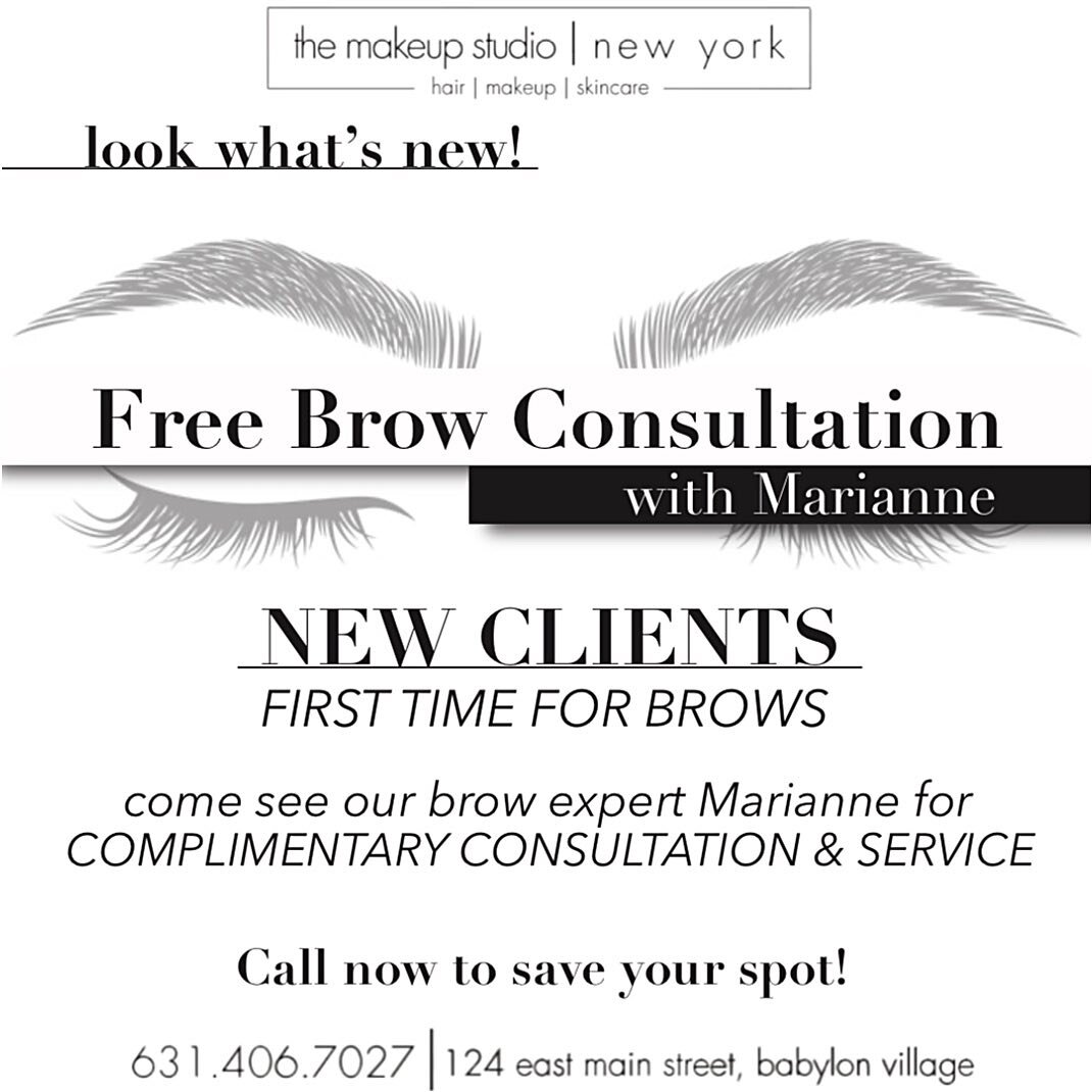 Look what&rsquo;s new for first time brow clients! Call now to schedule with Marianne!
&bull;
&bull;
&bull;
#themakeupstudiony #thestudiony #brow #brows #browshaping #eyebrowshaping #browtint #browtinting #browlamination #eyebrows #eyebrowshaping #ey