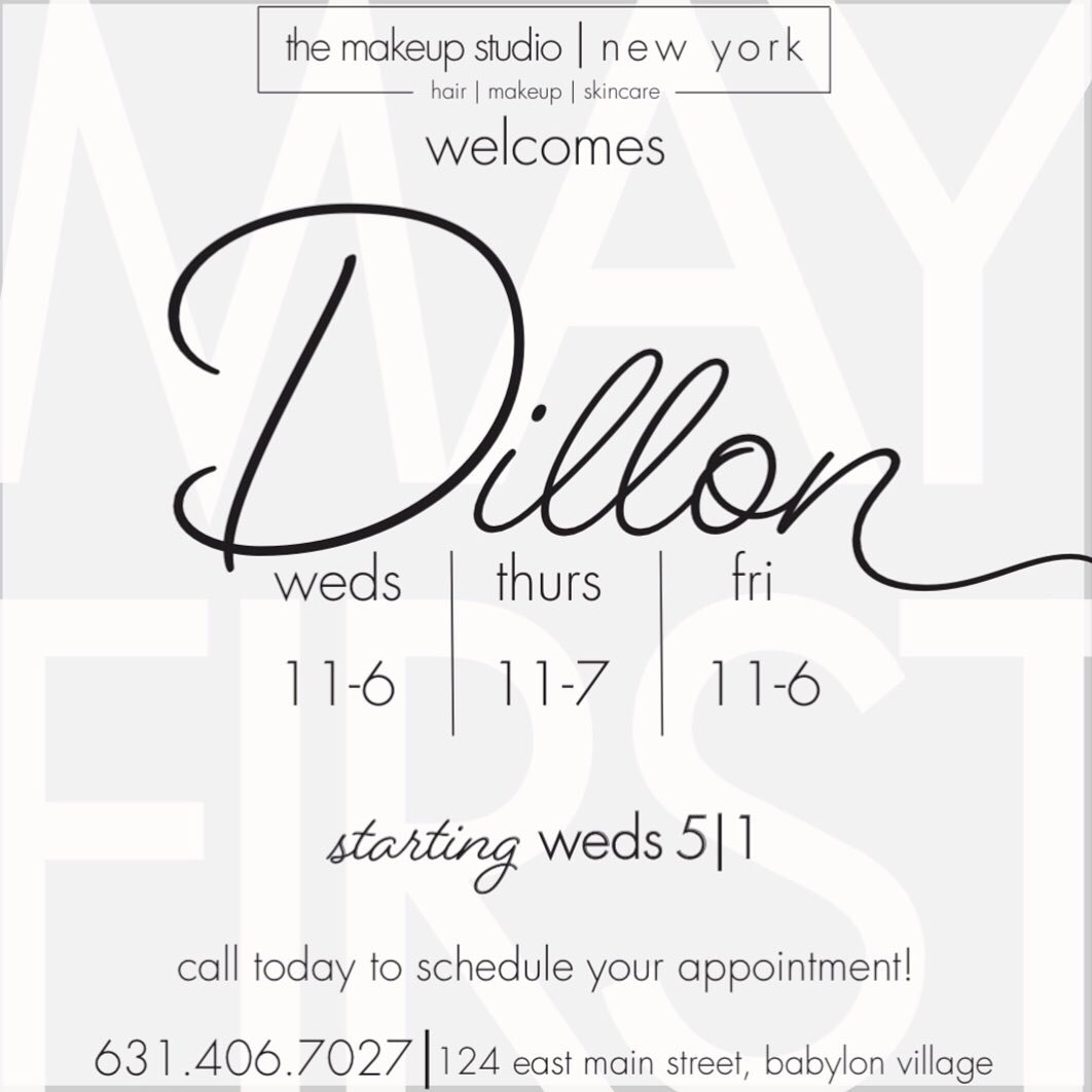 call now to schedule your appointment with Dillon!! starting weds 5|1!
&bull;
&bull;
&bull;
#themakeupstudiony #thestudiony #welcome #dillon #hair #haircolorist #hairstylist #babylonvillage #longislandny #longislandhair #longislandhairstylist #longis
