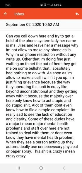 Message from someone caged at Miami CF