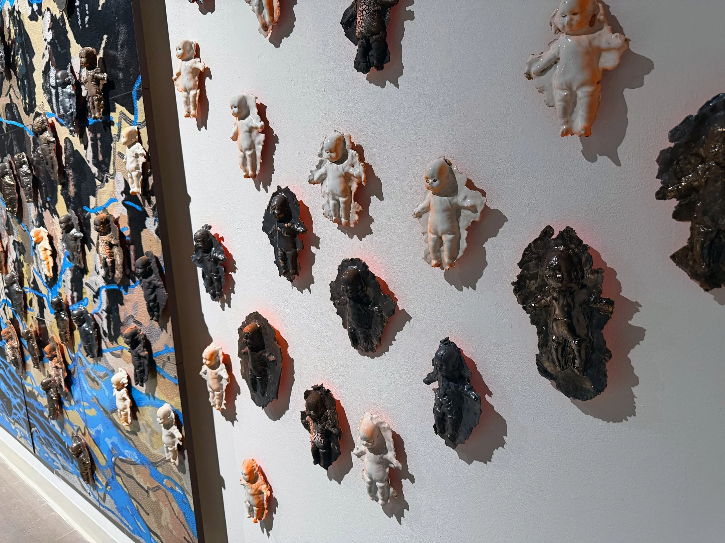 Once There Were Water Babies, 10FT high x 17FT wide x 3IN deep, Acrylic on wood panels, Ceramic