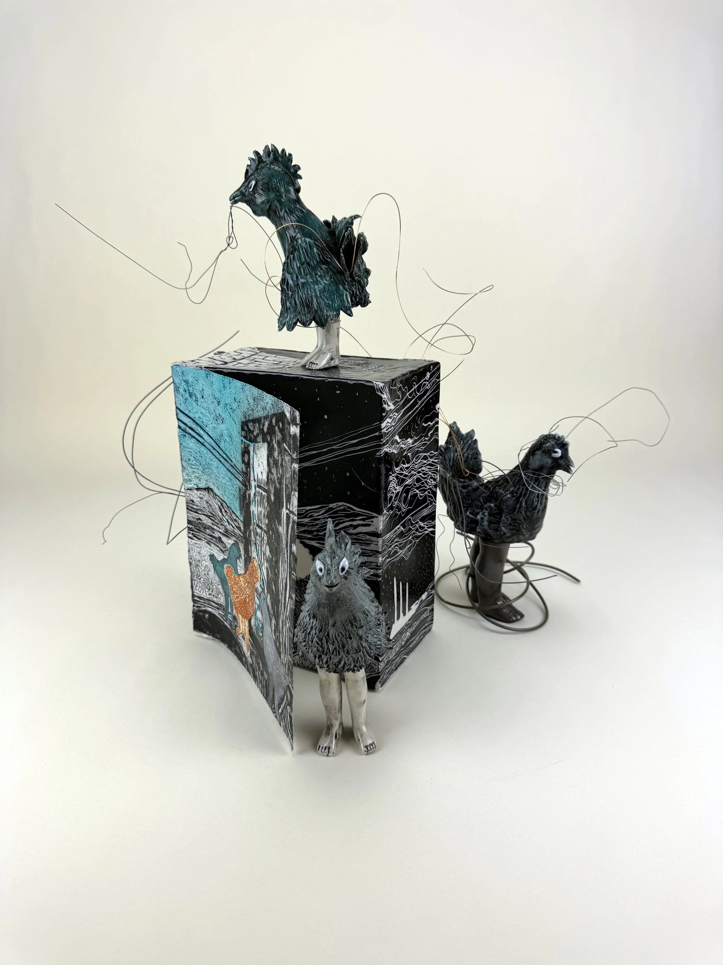 Ohm and His Linemen
Ceramics, Collagraph, Wire
2026