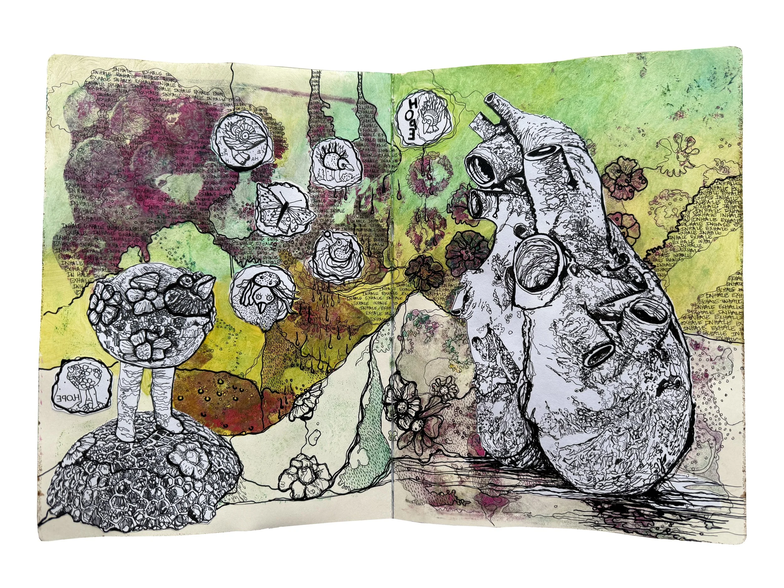 Sketchbook – The Whale Heart Shelter– edition of 50 printed on Somerset Velvet Archival paper 14"x19", 2026