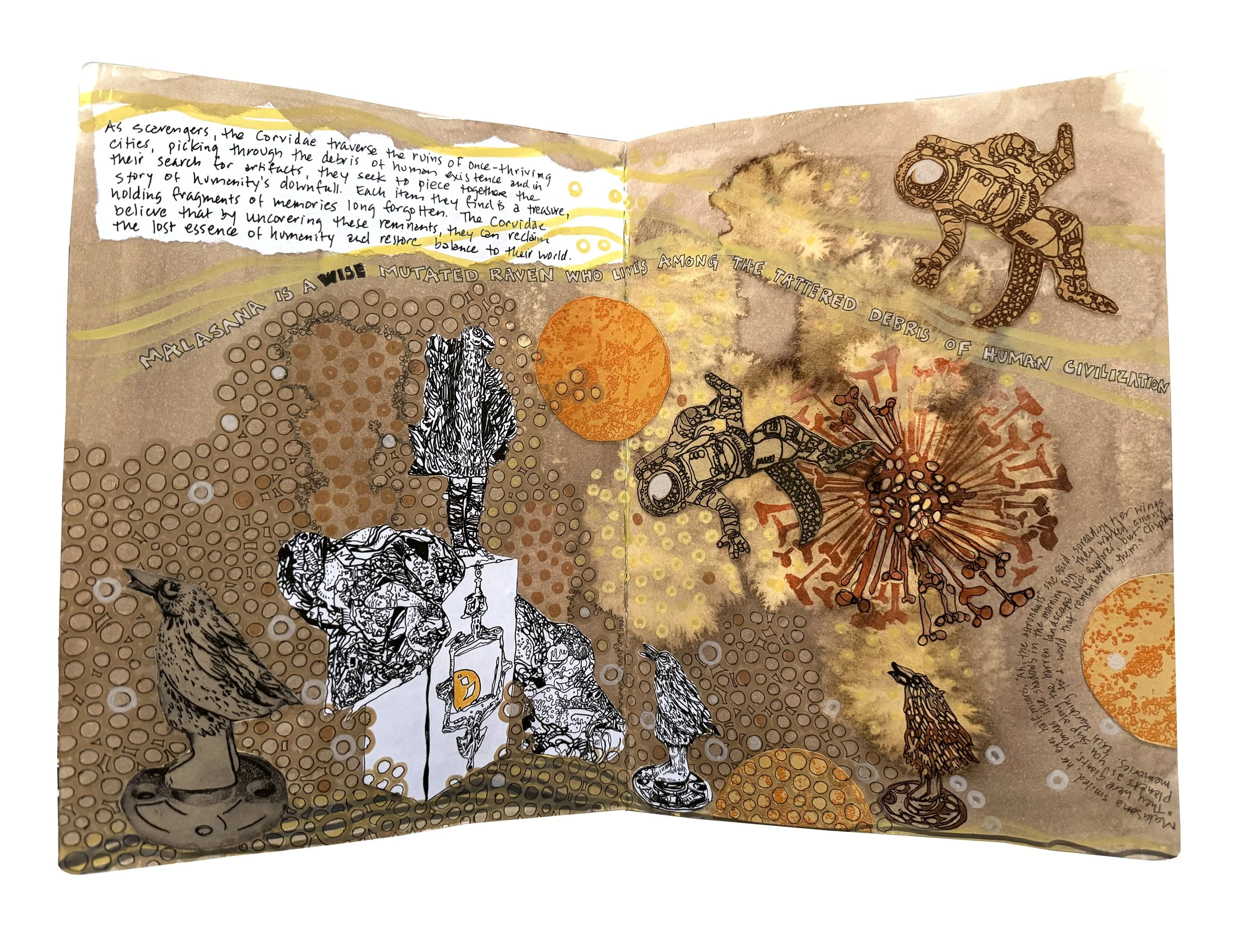 Sketchbook – Mala, Astronauts and a Virus – edition of 50 printed on Somerset Velvet Archival paper 14"x19", 2026